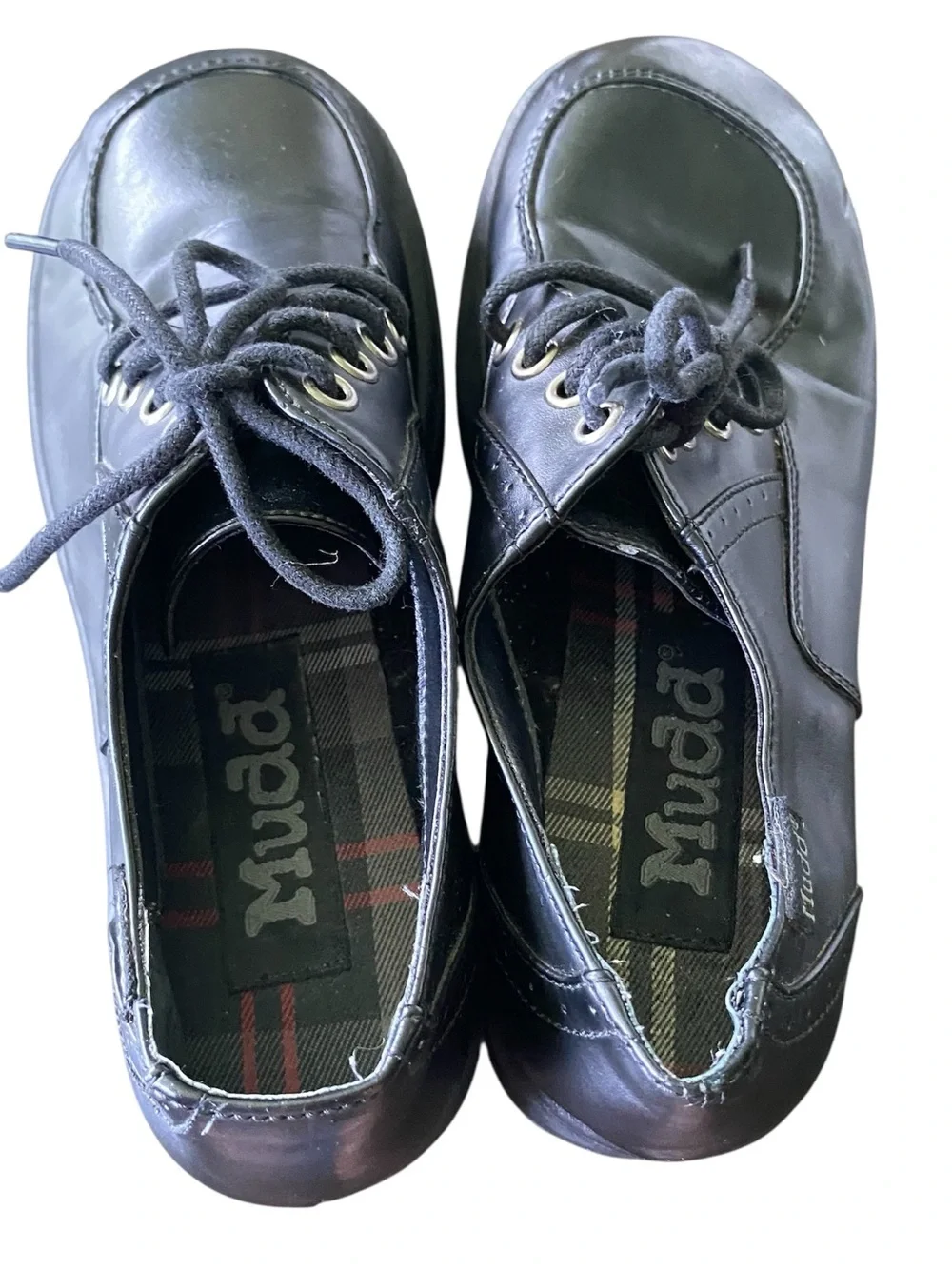 Vintage Mudd Black Faux Vegan Leather Chunky Heel Platform Oxford Y2K 90s Size 7